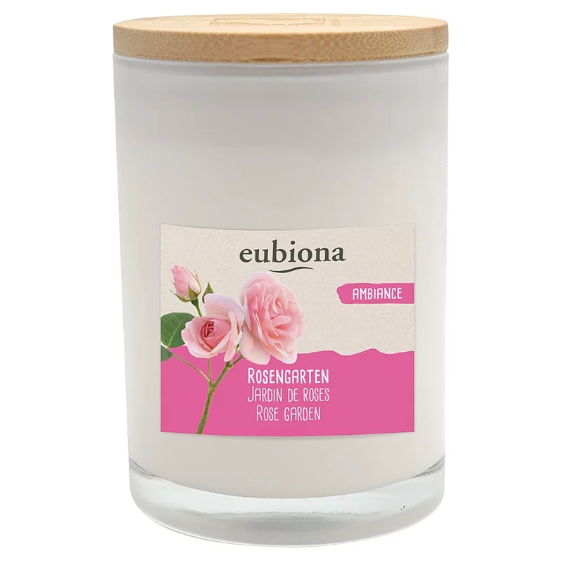 Bougie parfumée rose "Jardin de roses" - Eubiona