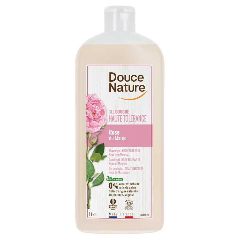 Gel douche haute tolérance BIO rose - 1l - Douce Nature