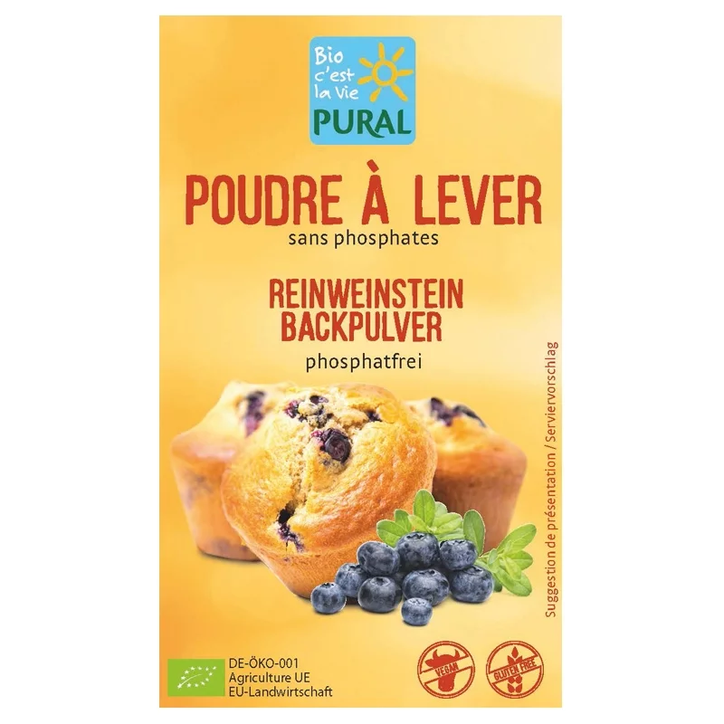 BIO-Reinweinstein Backpulver phosphatfrei - 3x21g - Pural