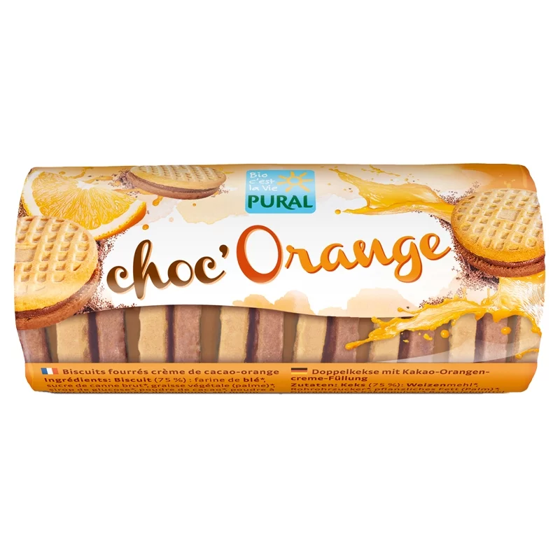 Biscuits fourrés à la crème au cacao & orange BIO - 85g - Pural