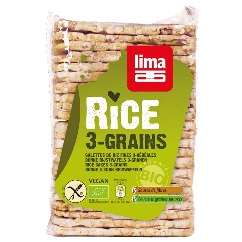 Galettes de riz 3 céréales BIO - 130g - Lima