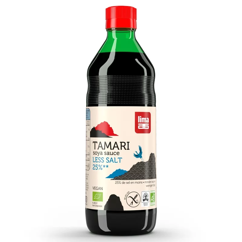 BIO-Sojasauce mit 25% weniger Salz - Tamari - 500ml - Lima