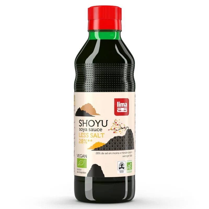 BIO-Sauce aus Soja & Weizen mit 28% weniger Salz - Shoyu - 250ml - Lima