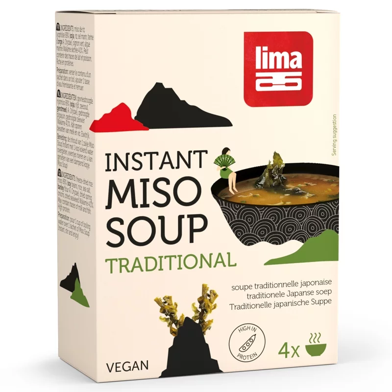 Soupe traditionnelle japonnaise au miso & algues BIO - 4x10g - Lima