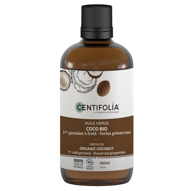 Huile vierge coco BIO - 100ml - Centifolia Huile vierge coco BIO - 100ml - Centifolia