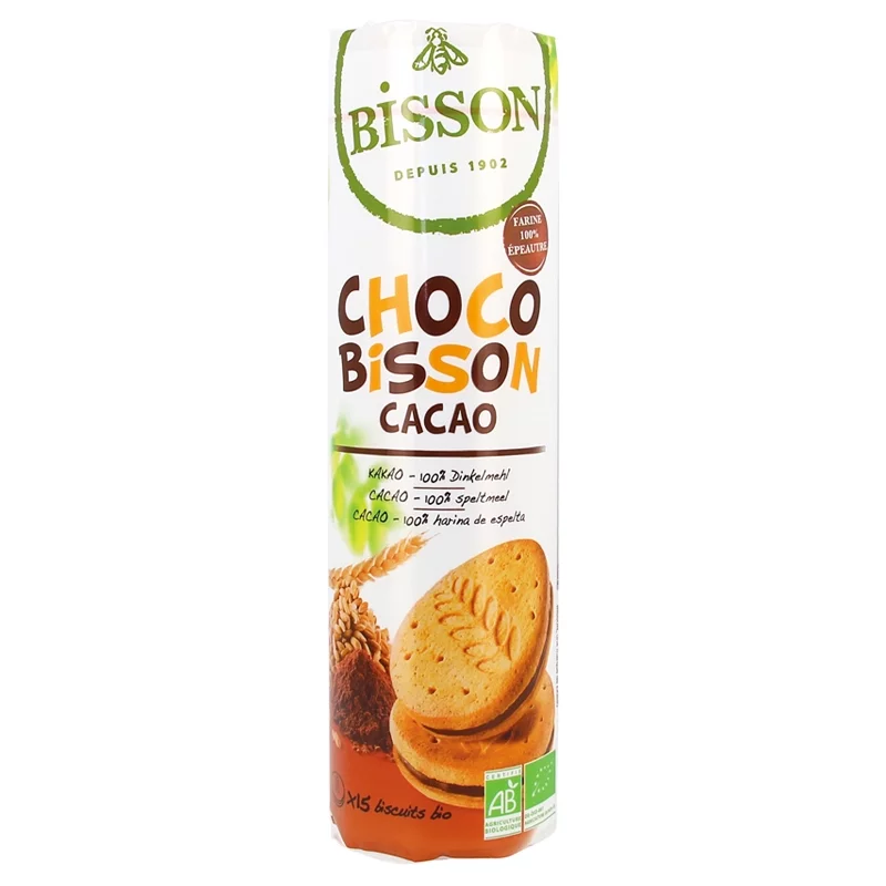 Runde BIO-Biscuits gefüllt Dinkel & Kakao - 300g - Bisson