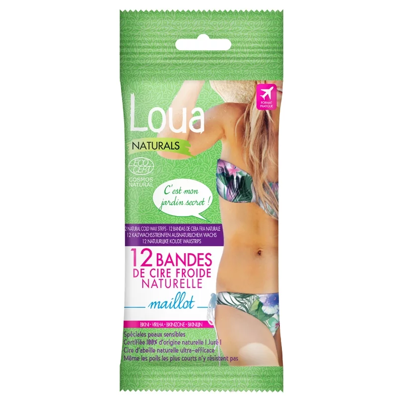 Kaltwachsstreifen Epilation Bikini Bienenwachs - 12 Streifen - Loua