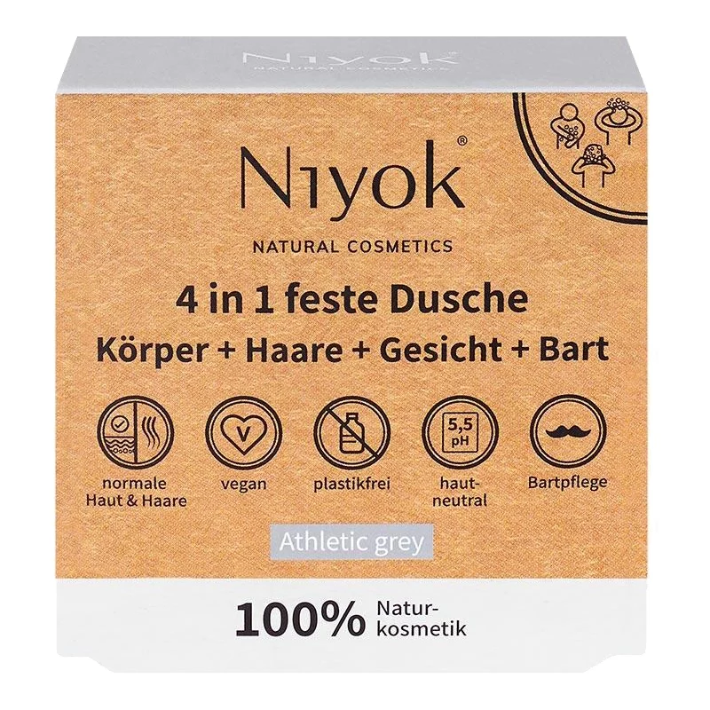 Gel douche corps, cheveux, visage & barbe solide naturel - 80g - Niyok