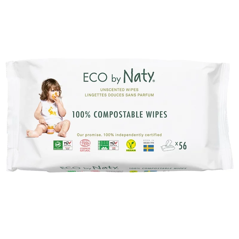 Lingettes douces bébé ECO sans parfum - 56 pièces - Naty