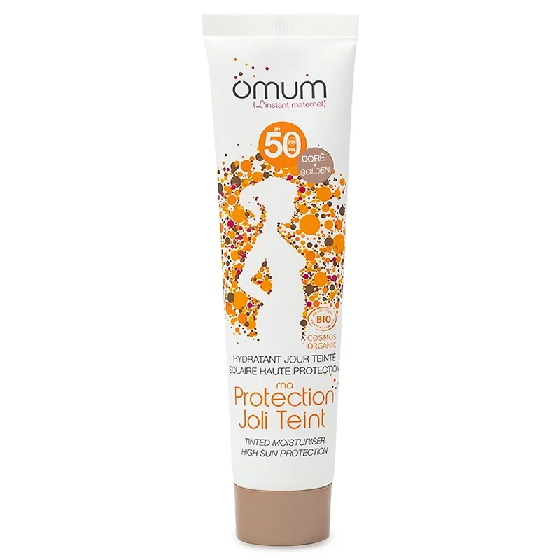 Feuchtigkeitsspendende getönte Golden BIO-Sonnencreme LSF 50 - 40ml - Omum