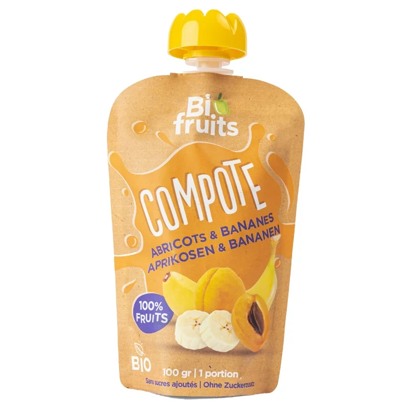 Compote abricots & bananes BIO - 100g - BioFruits