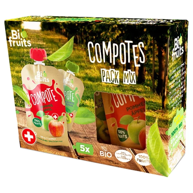 Compotes multipack 5 saveurs BIO - 5x100g - BioFruits