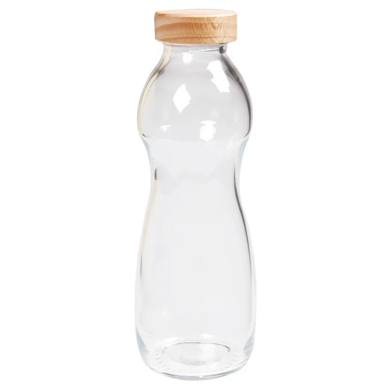 Trinkflasche aus transparentem Glas 50cl mit Holzdeckel - ah table !