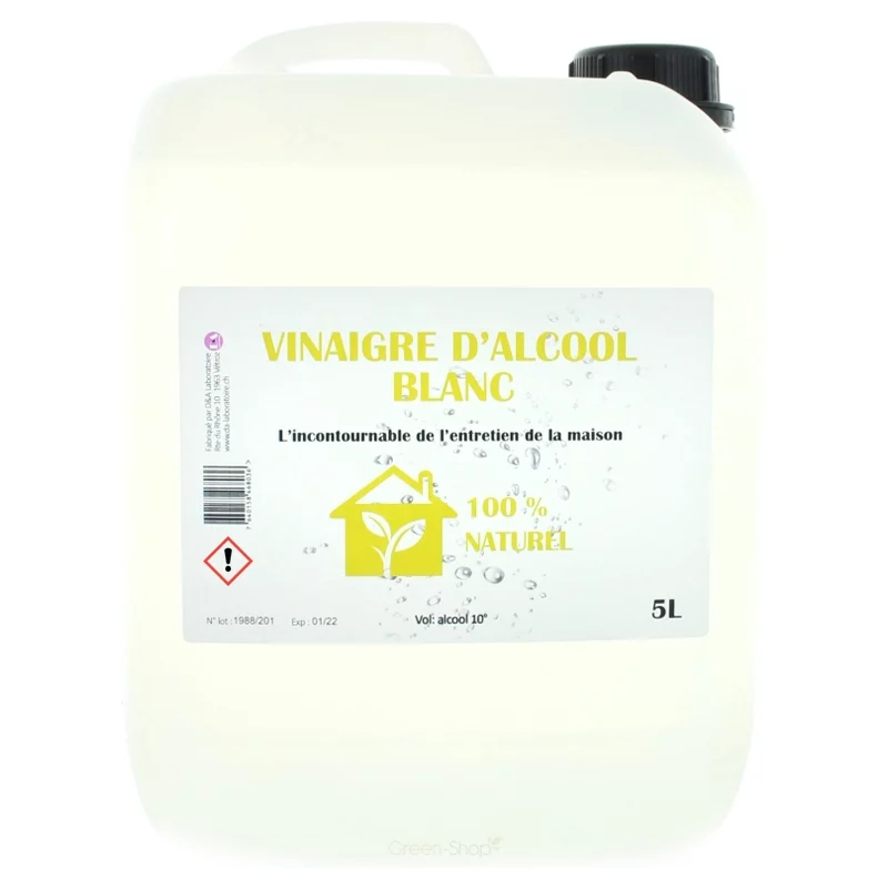Vinaigre d'alcool blanc naturel 10% - 5l - D&A Laboratoire