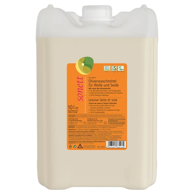 Öko Olivenflüssigwaschmittel für Wolle & Seide Lavandel - 10l - Sonett