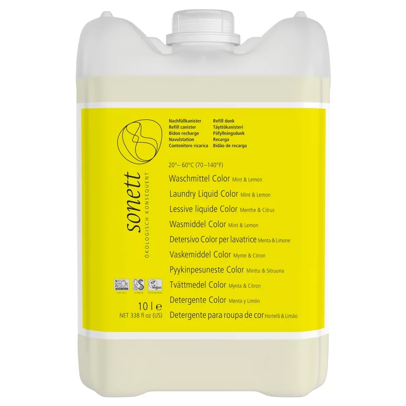 Lessive liquide couleur écologique menthe & lemongrass - 10l - Sonett﻿