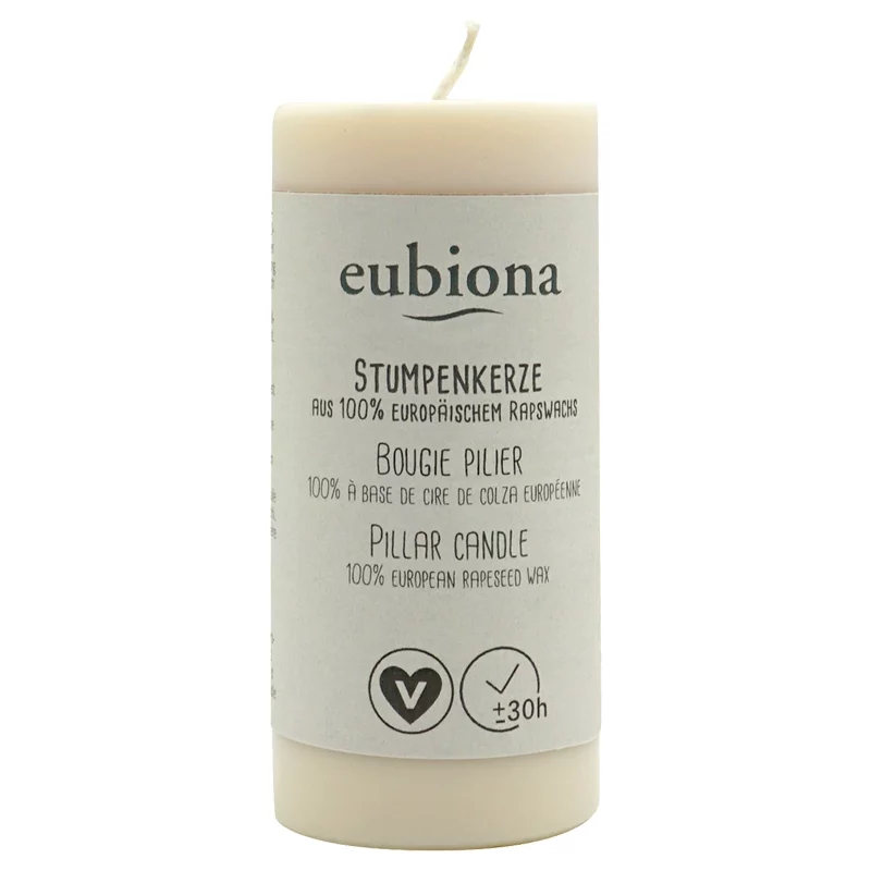 Bougie cylindrique blanche en cire de colza naturelle 50 x 110 mm - Eubiona Bougie cylindrique blanche en cire de colza naturelle 50 x 110 mm - Eubiona