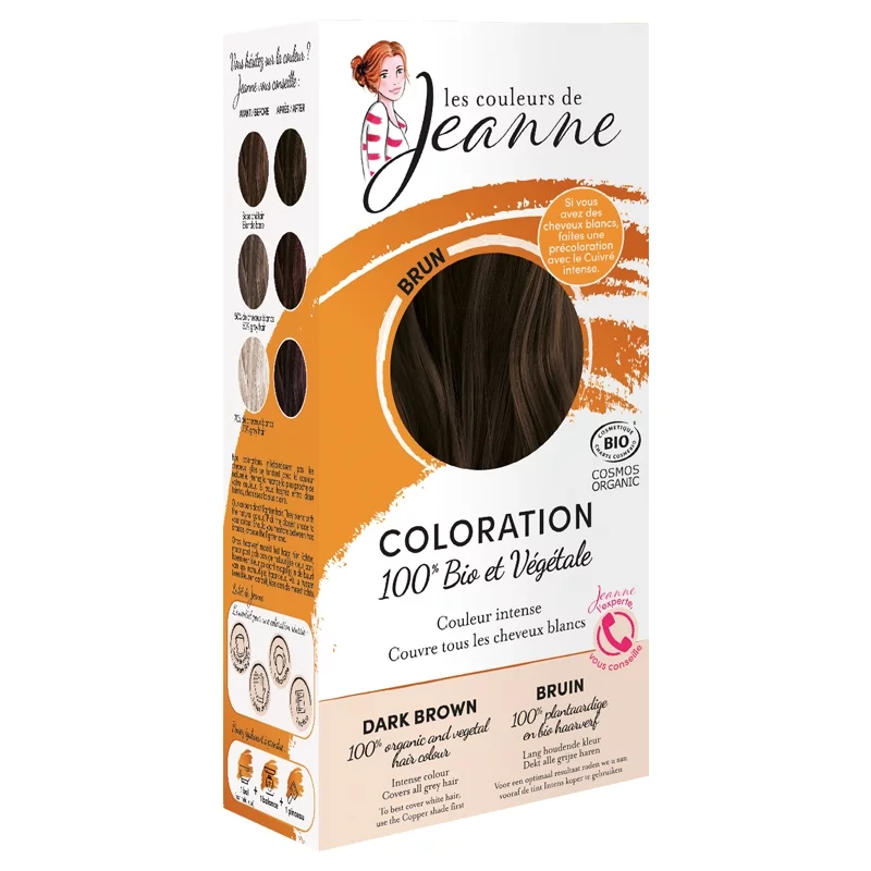 BIO-Pflanzen-Haarfarbe Pulver Braun - 2x50g - Les couleurs de Jeanne