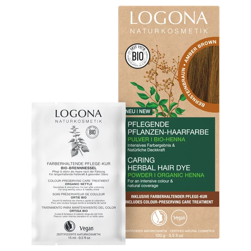 Poudre colorante végétale BIO brun ambré - 100g - Logona