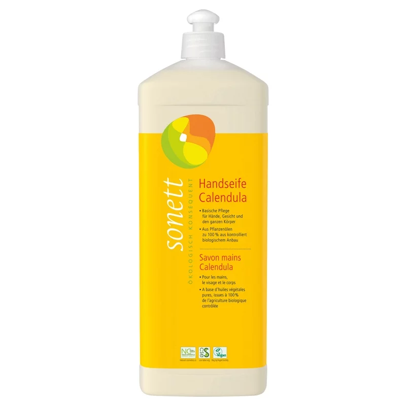 Öko flüssige Seife für Hände, Gesicht & Körper Calendula - 1l - Sonett﻿