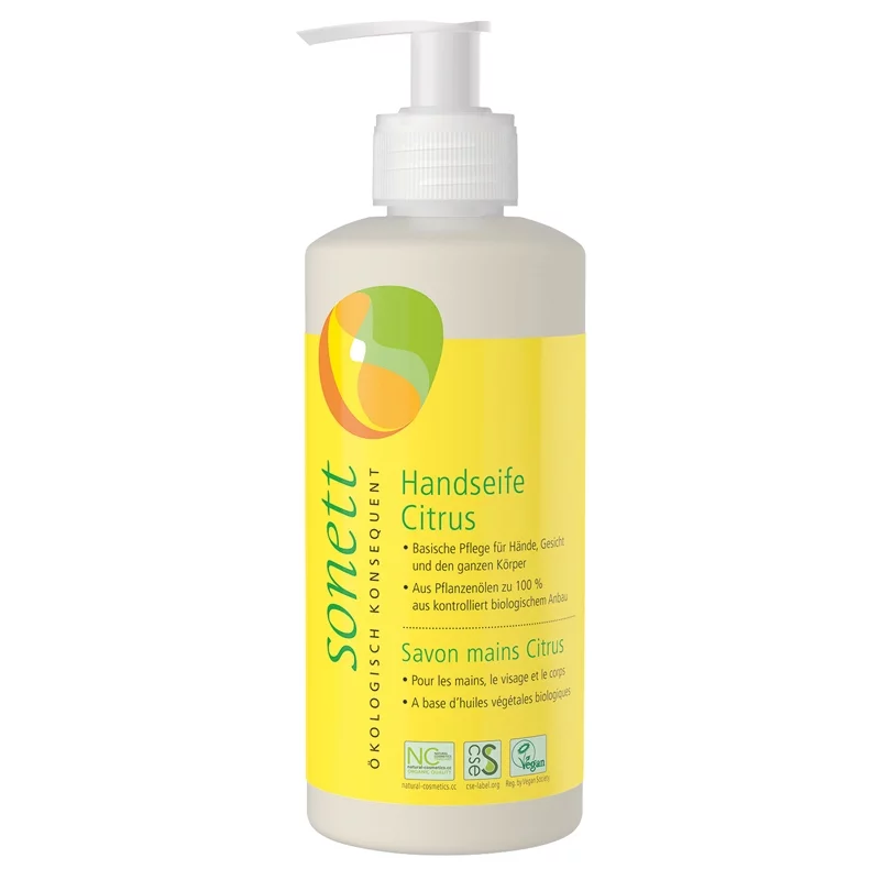 Öko flüssige Seife für Hände, Gesicht & Körper Citrus - 300ml - Sonett﻿