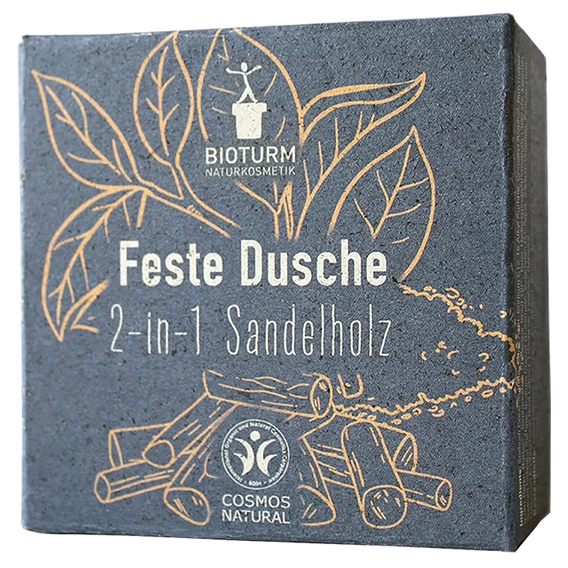 Natürliches 2 in 1 festes Duschgel Sandelholz - 100g - Bioturm