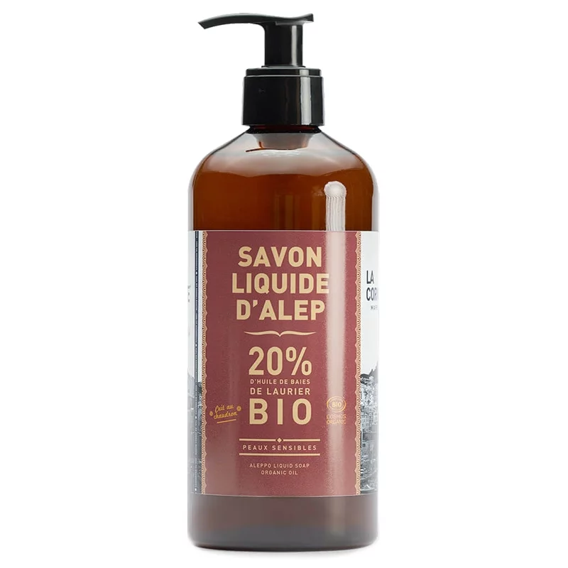 Savon d'Alep liquide BIO 20% huile de baies de laurier - 500ml - La Corvette