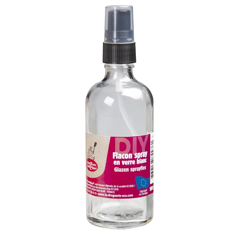 Flacon spray en verre transparent 100ml - La droguerie écologique