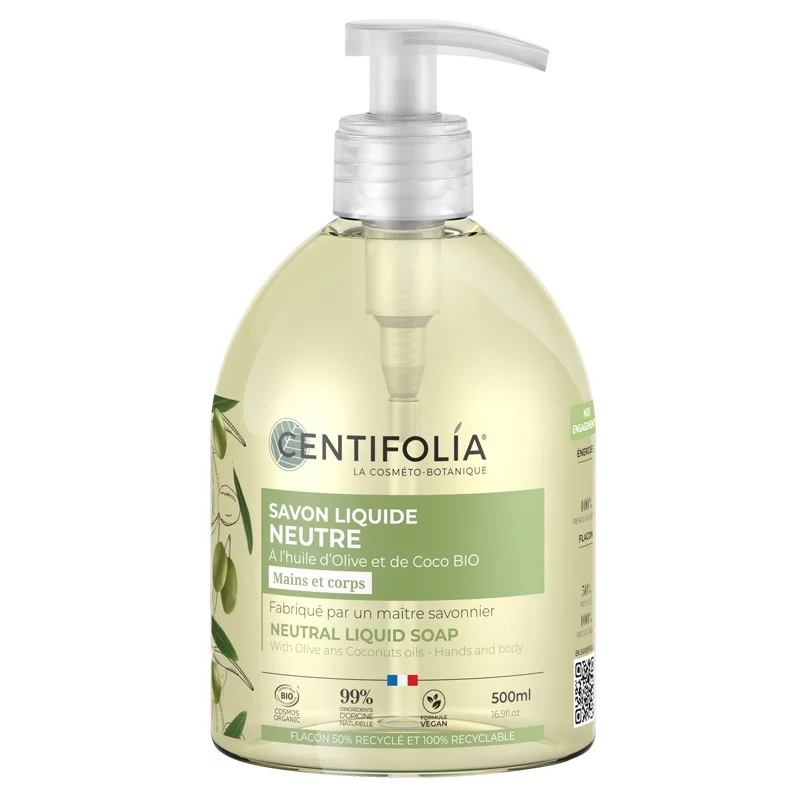 Savon liquide neutre BIO olive & coco - 500ml - Centifolia
