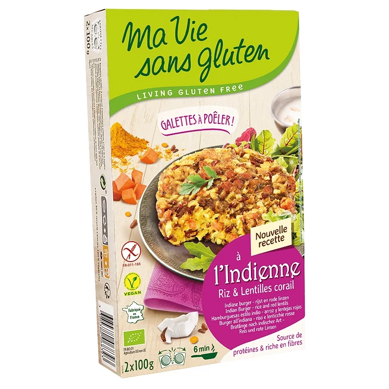 BIO-Galetten zum Braten, Reis & rote Linsen - 2x100g - Ma vie sans gluten