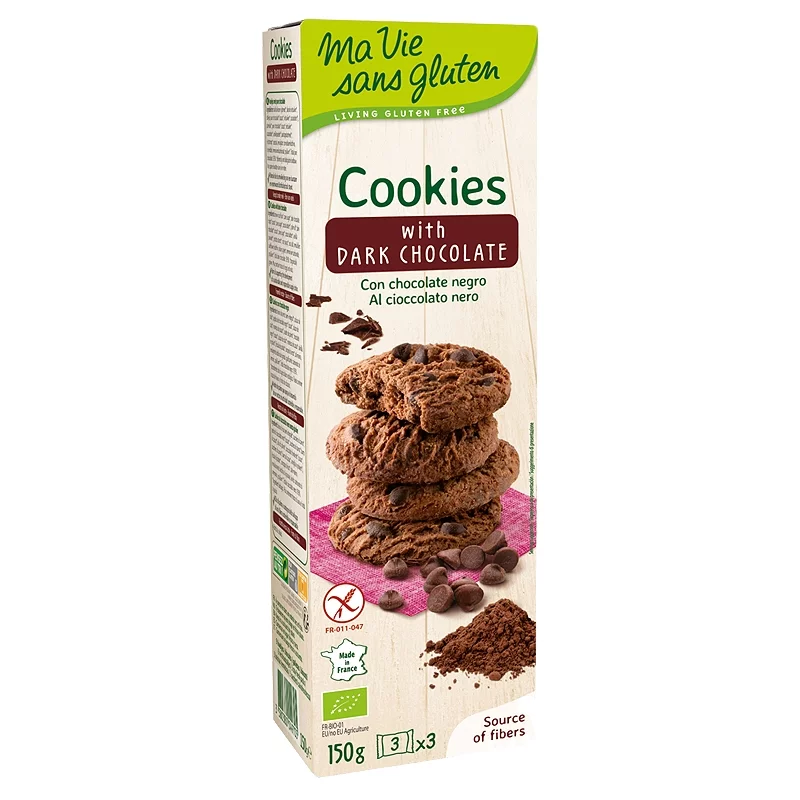 Cookies au chocolat noir BIO - 150g - Ma vie sans gluten