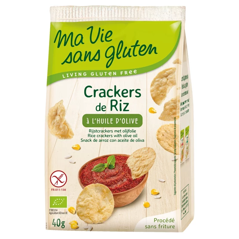 Crackers de riz à l'huile d'olive BIO - 40g - Ma vie sans gluten