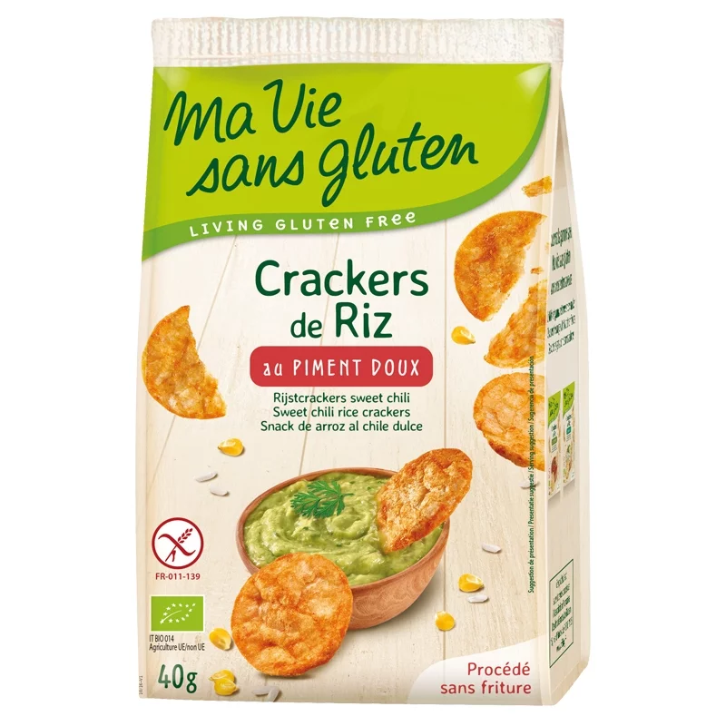 Crackers de riz au piment doux BIO - 40g - Ma vie sans gluten