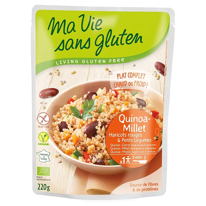 BIO-Mahlzeit mit Quinoa & Hirse - 220g - Ma vie sans gluten