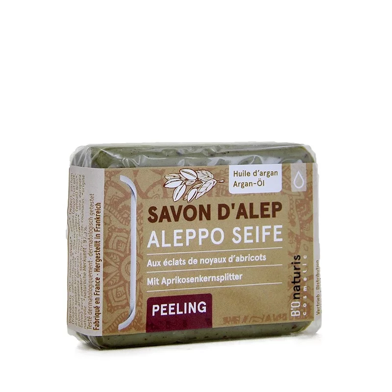 Natürliche Aleppo-Peeling-Seife 3% Lorbeeröl & Argan - 100g - BIOnaturis