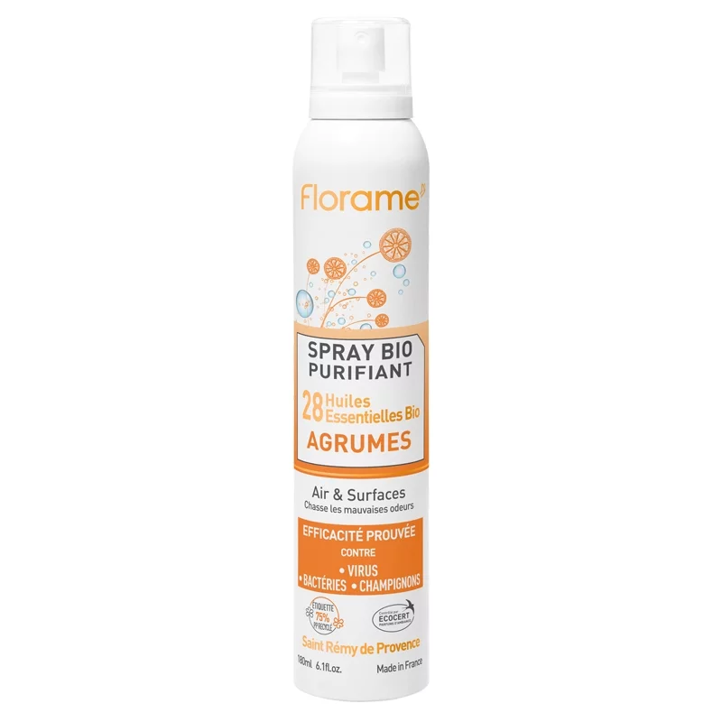 Reinigendes BIO-Spray Zitrus 28 Ätherische Öle - 180ml - Florame