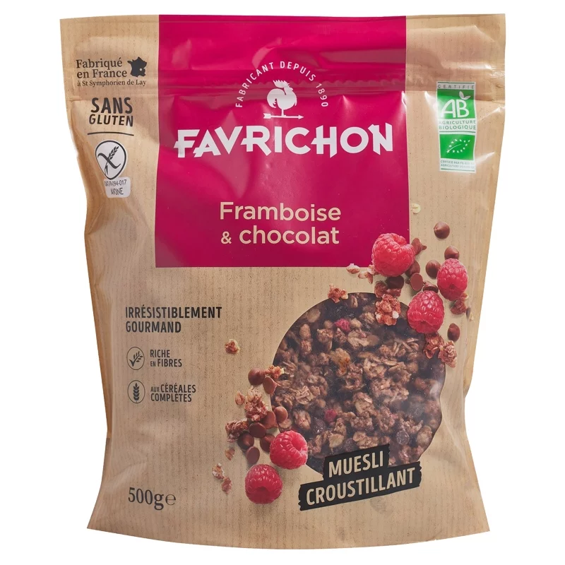 Müesli croustillant framboise & chocolat BIO - 500g - Favrichon