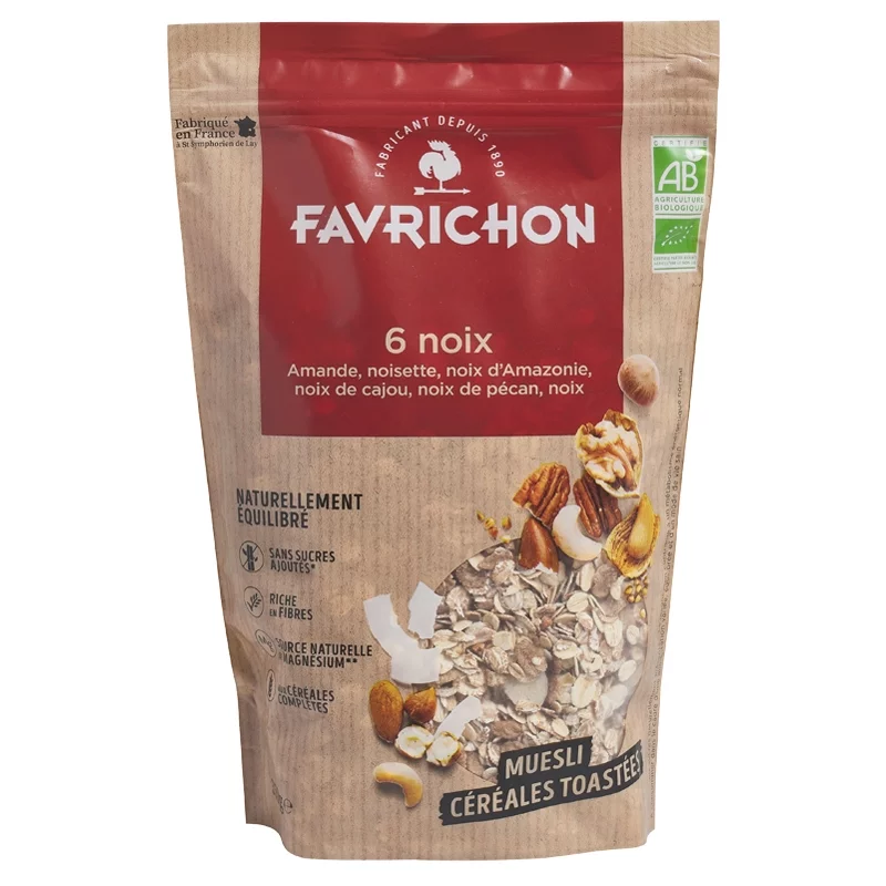 BIO-Müesli geröstete Cerealien & 6 Nüsse - 350g - Favrichon