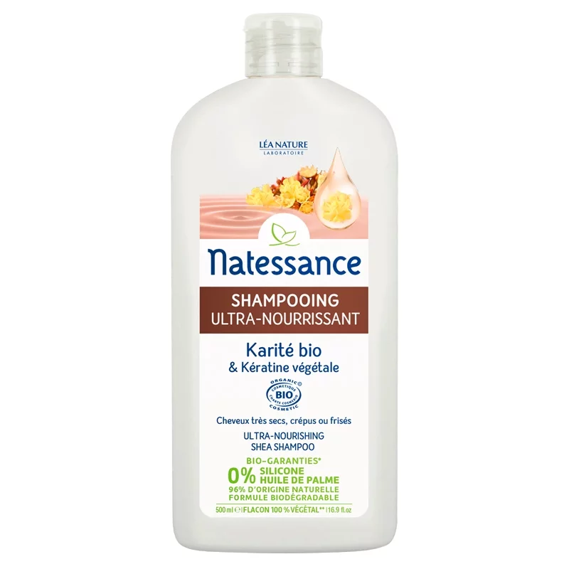 BIO-Shampoo ultra-nährend Sheabutter & pflanzliches Keratin - 500ml - Natessance