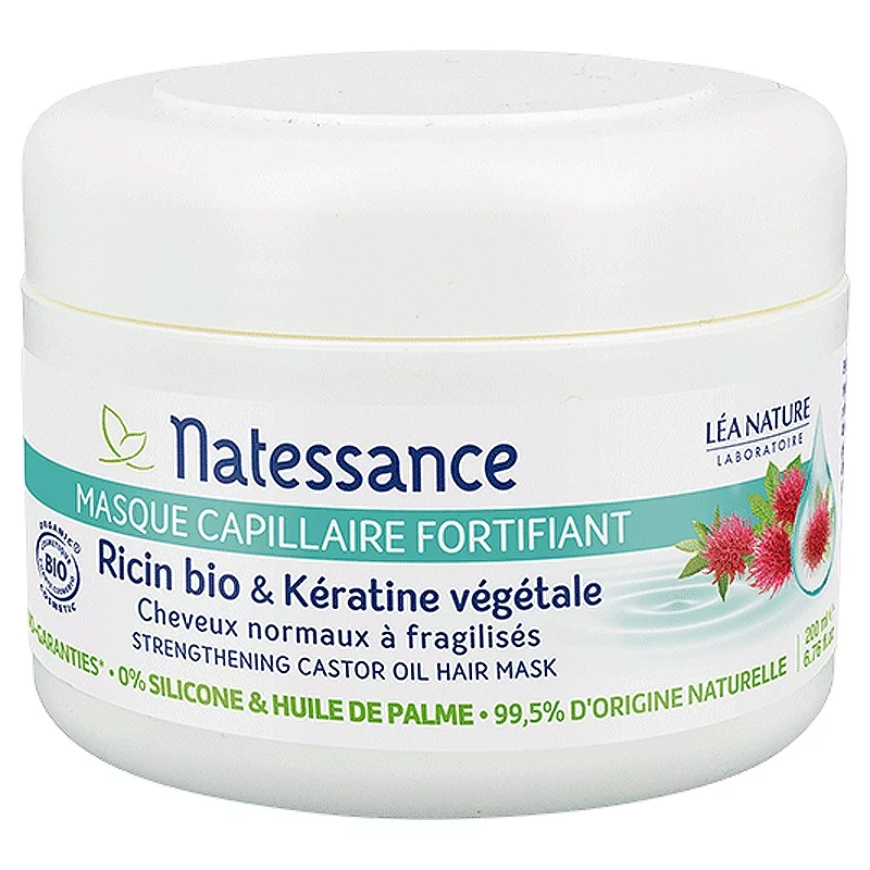 Kräftigende BIO-Haarmaske Rizinus & pflanzliches Keratin - 200ml - Natessance