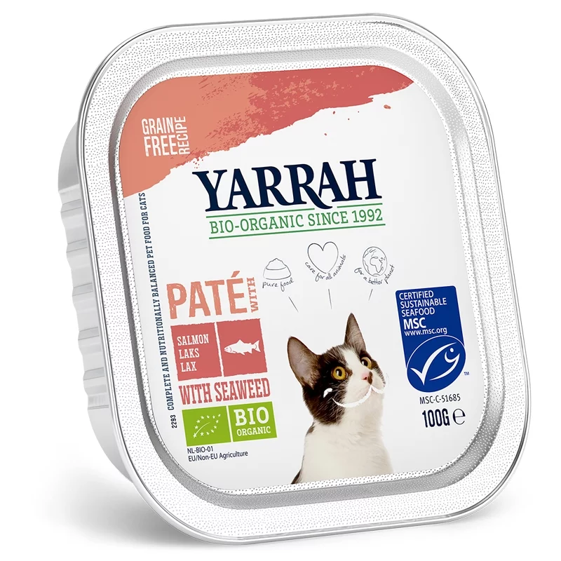 BIO-Paté Lachs mit Meeresalgen für Katzen - 100g - Yarrah