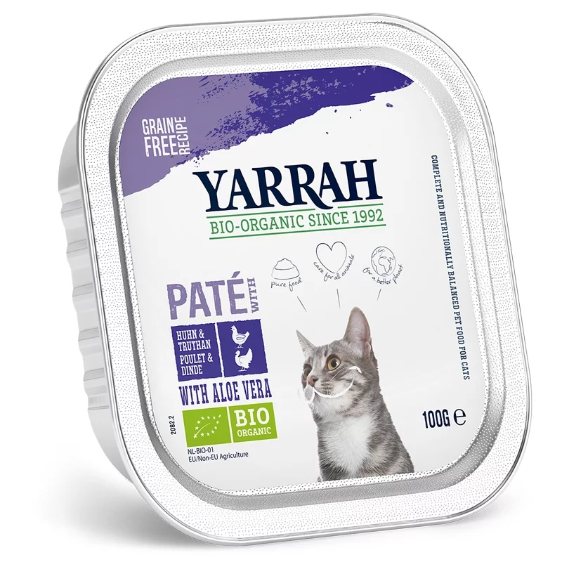 BIO-Paté Huhn & Truthahn mit Aloe Vera für Katzen - 100g - Yarrah