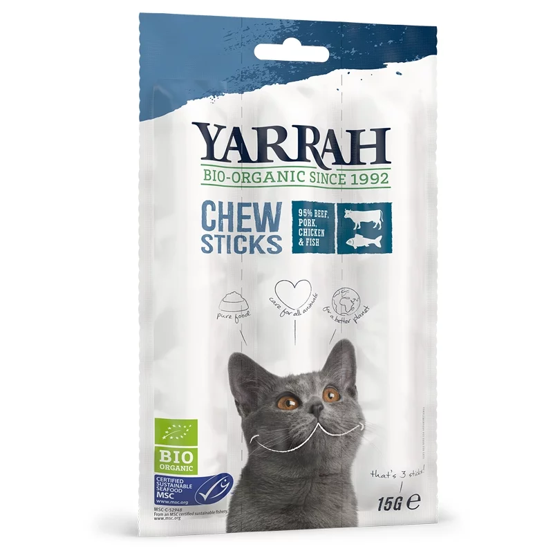 Friandises à mâcher poisson avec spiruline pour chat BIO - 15g - Yarrah