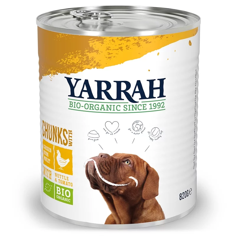 BIO-Bröckchen Huhn mit Brennnessel in Sosse für Hunde - 820g - Yarrah