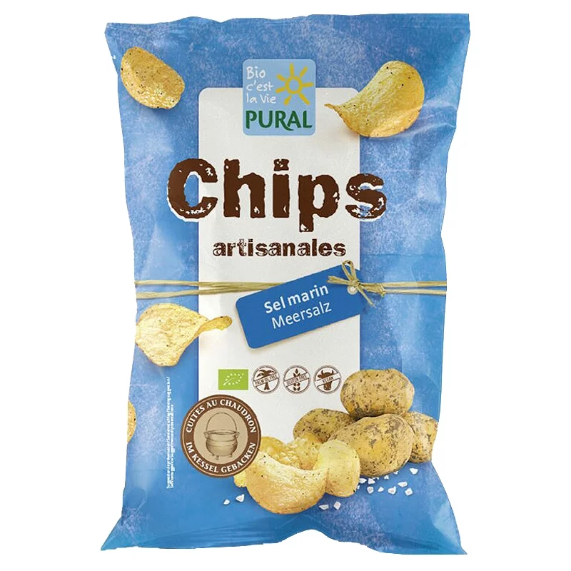 Chips de pomme de terre au sel marin BIO - 120g - Pural