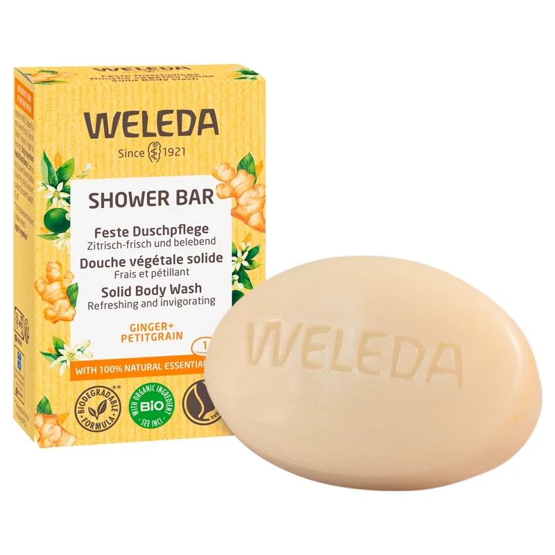 Douche végétale solide BIO gingembre & petitgrain - 75g - Weleda