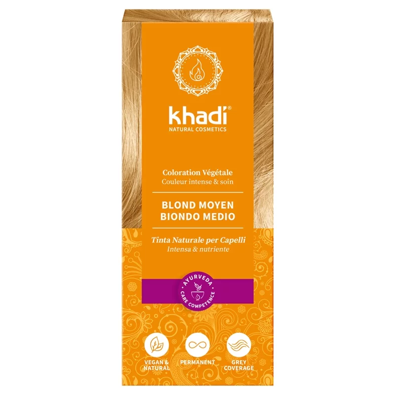 BIO-Pflanzenhaarfarbe Mittelblond - 100g - Khadi