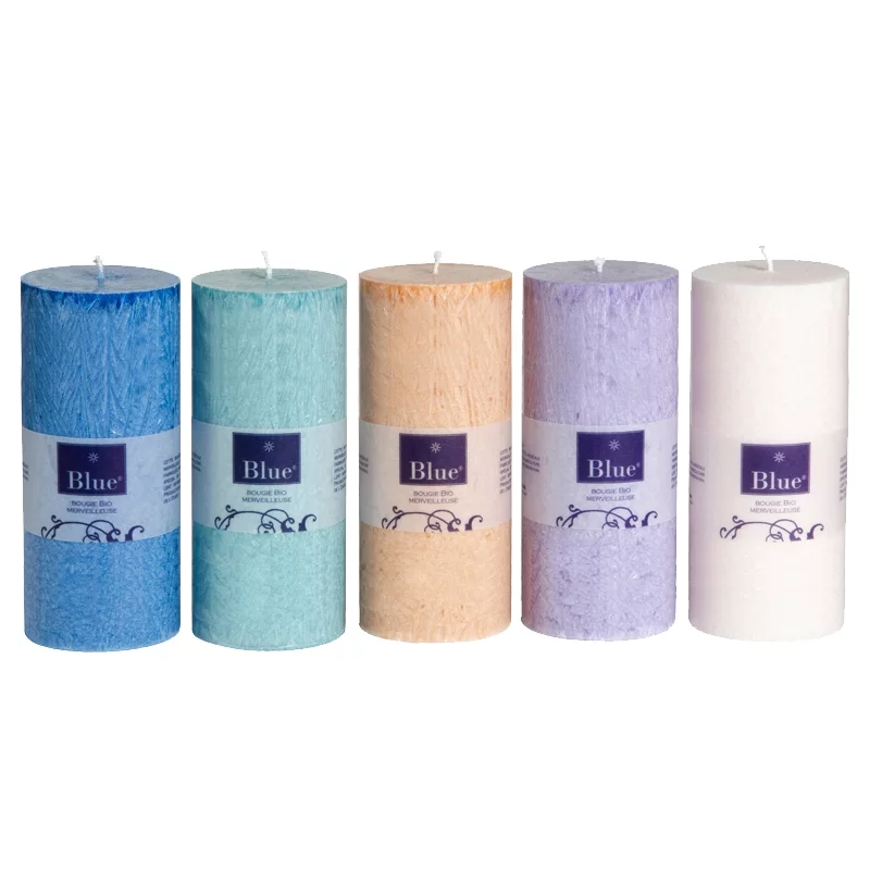 6 Stumpenkerzen Pastellfarben aus BIO-Stearin 56 x 80 mm - Blue