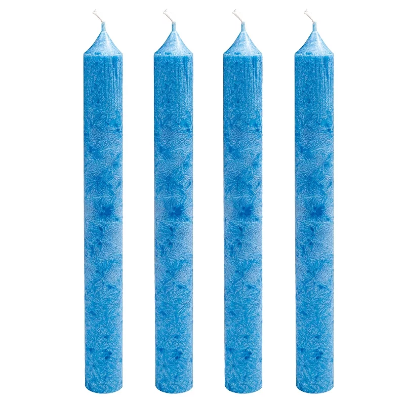 4 Bougies chandeliers bleues ciel en stéarine BIO 2 x 20 cm - Blue