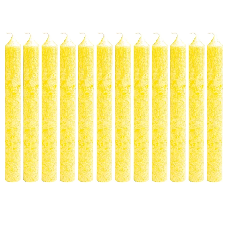 12 Bougies chandeliers jaunes claires en stéarine BIO 2 x 20 cm - Blue